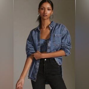 Anthropologie Pilcro Washed Denim Long Sleeve Shirt, Like New